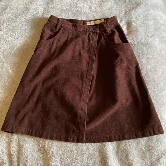 Vintage Eddie Bauer brown felt skirt - Picture 1 of 6